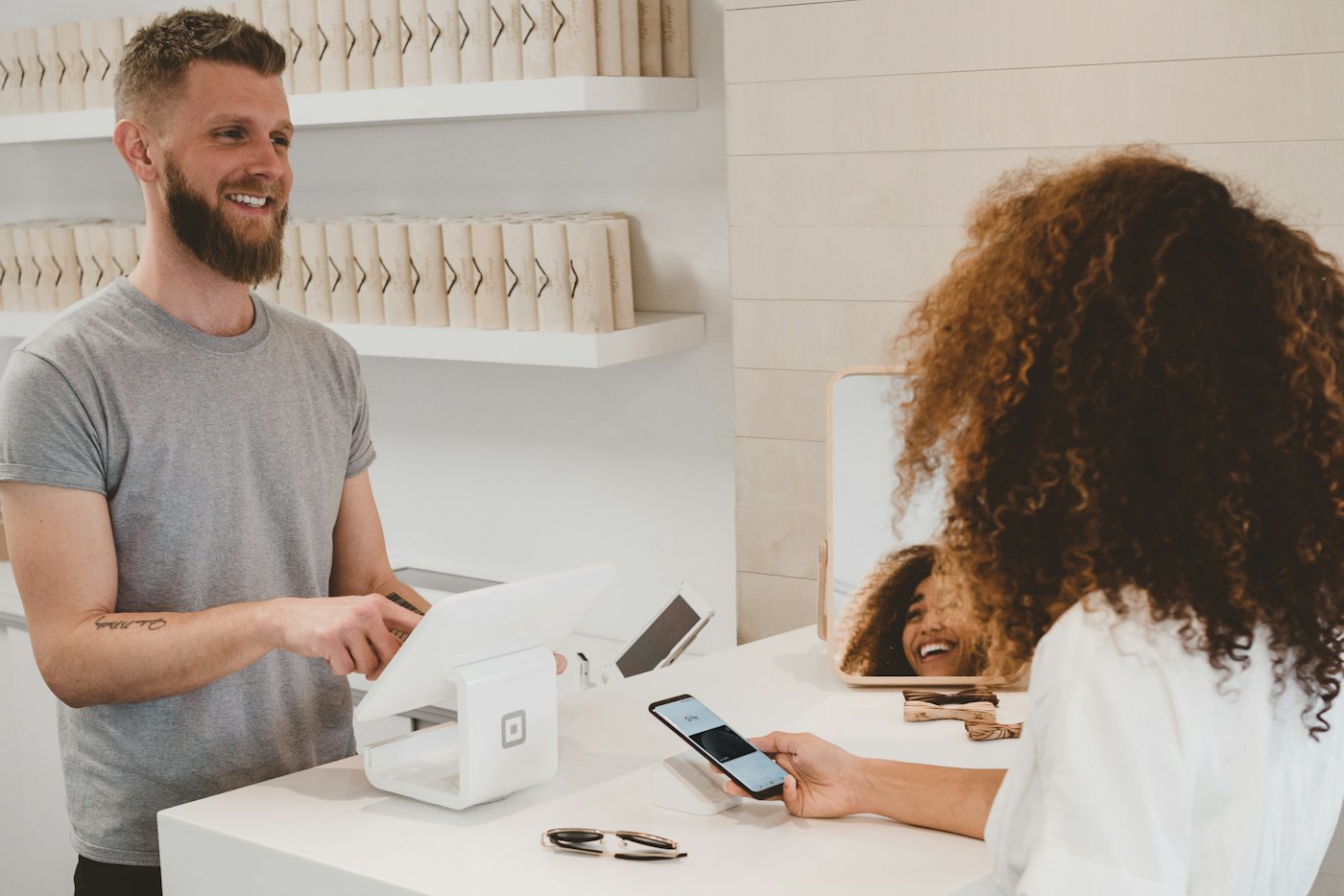 Customers comparing local businesses